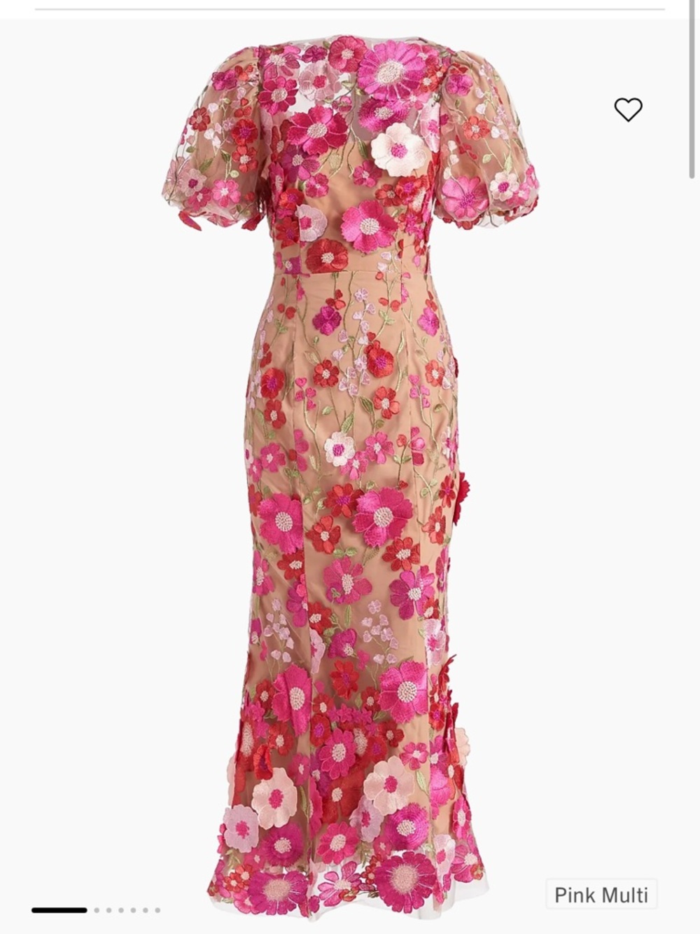Elliatt Floral Embroidered Midi Dress in Pink and Red - Picture 4 of 4
